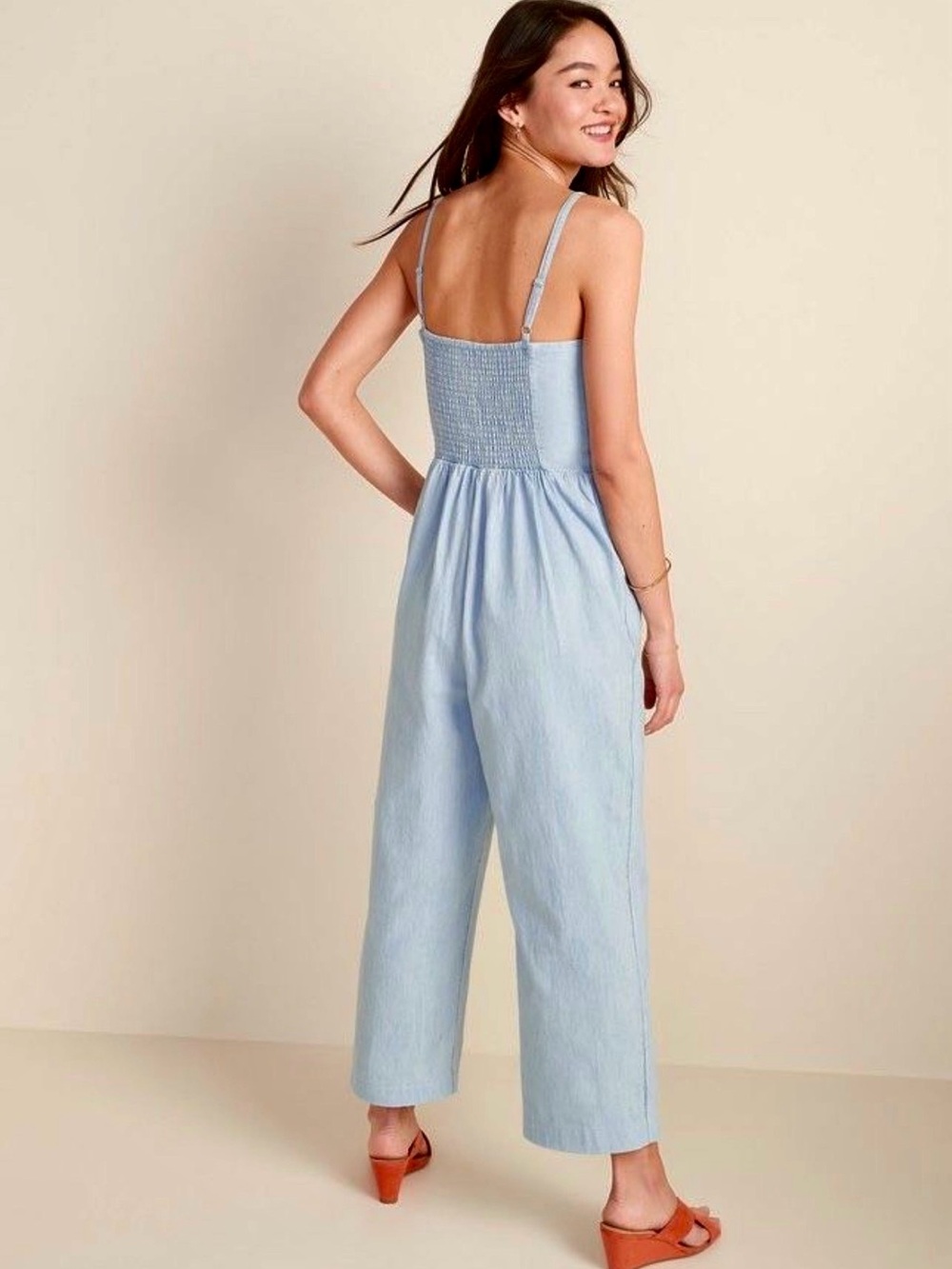 Light Blue Button-Front  Jumpsuit by Old navy - Picture 3 of 12